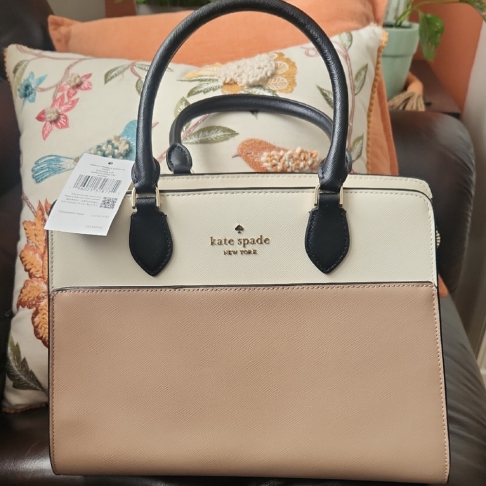 NWT Kate Spade Cream and Tan Women's Bag